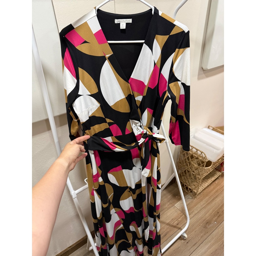 Funky‎ Abstract Geometric Cato Office Business Dress Size Medium PETITE - Picture 2 of 6